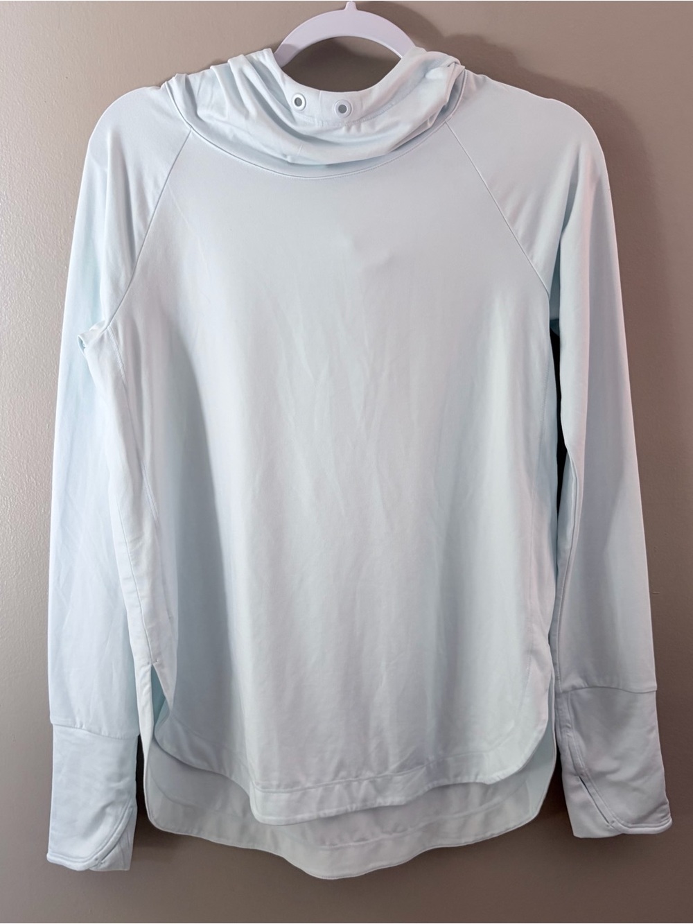 Athleta Light Blue Cowl Neck Long Sleeve Pullover Shirt Size Small
